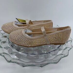 Art Class Faye Beige Mesh Rhinestone Ballet Flats Kids Size 1 AF541 New w/Box